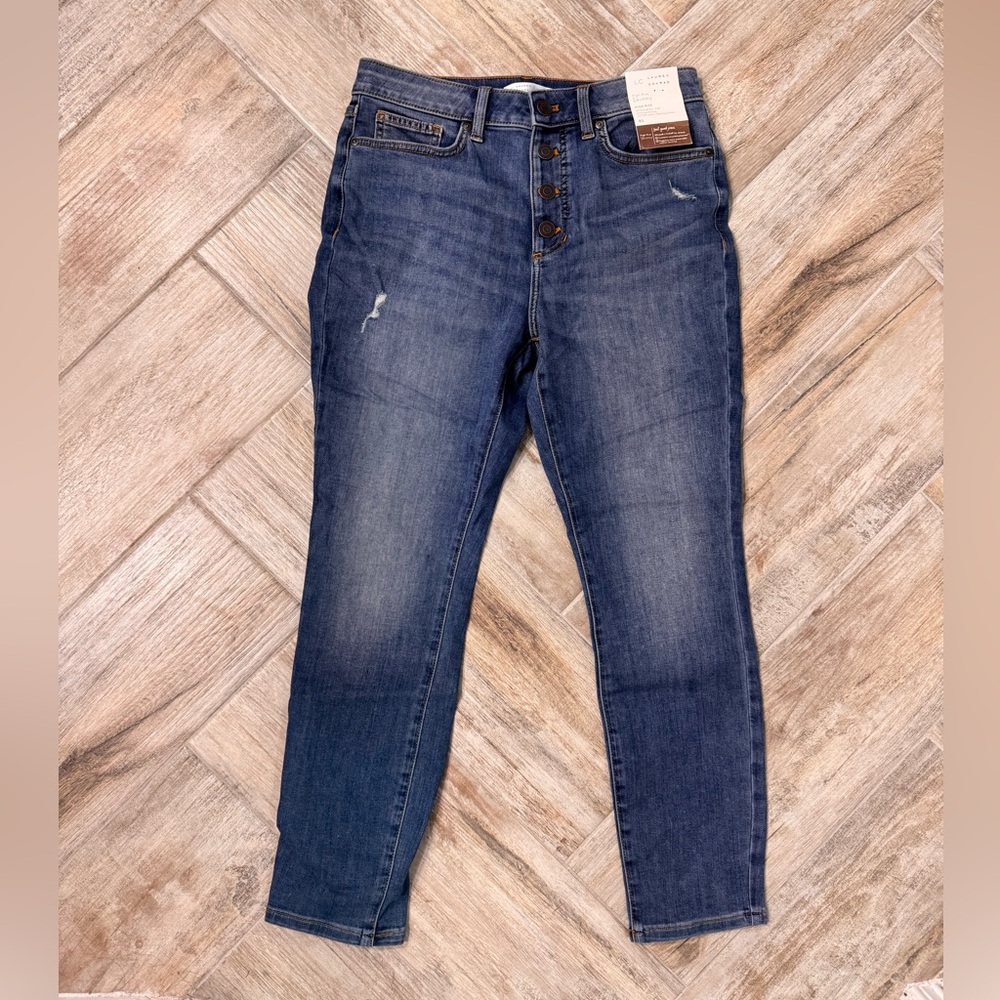 NWT Lauren Conrad high-rise skinny jeans 8S short button fly